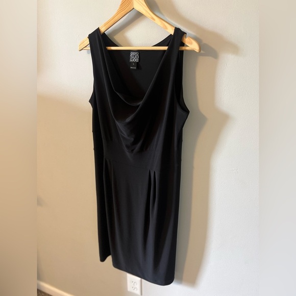Clara Sun Woo Sleeveless Black Draped Cowl Neck Jersey Knit Dress Size Large - Picture 3 of 8